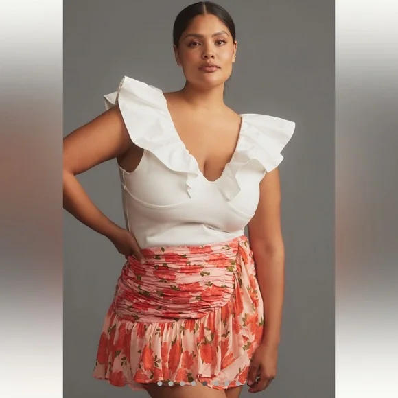 Maeve Ruffled Linen Mini Shirt - Picture 2 of 13